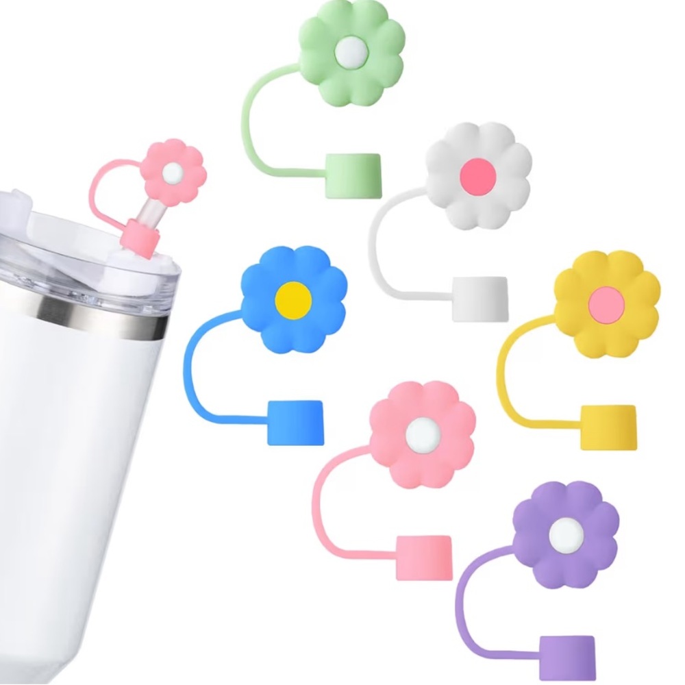 Flower Straw Toppers - Multi Color (6 Pack) - Picture 4 of 4